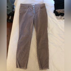 Free People Gray Corduroy Skinny Cropped Pants. Size 27